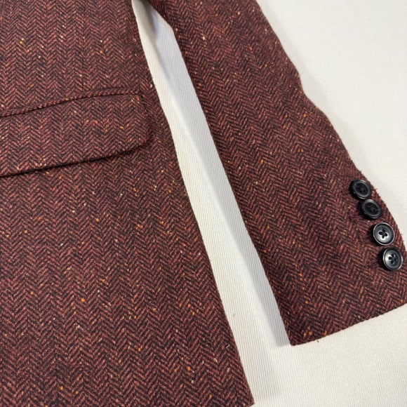 Banana Republic Petite 0 Blazer Rust Herringbone Wool Blend Tailored Academia - Picture 11 of 15